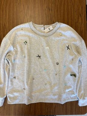 Anthropologie. Maeve. Heather Gray Charm Pullover Sweatshirt XL
